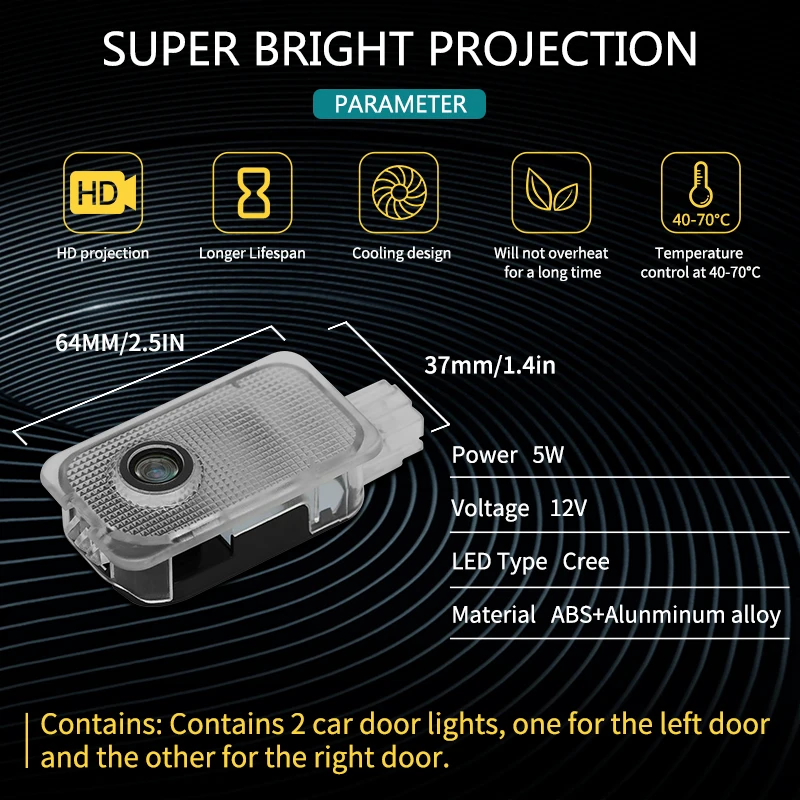 For Subaru Outback BR BS 2012-2019 2020 2021 Forester LED Car Logo Projector Lamp Door Shadow Light Decoration Car Accessoires