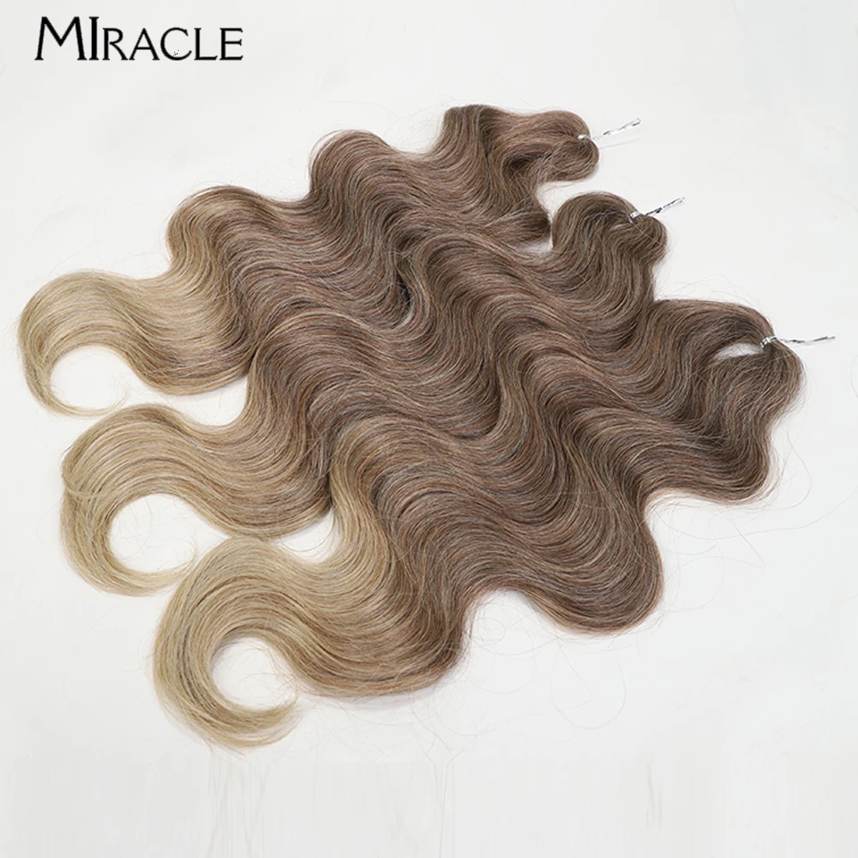 MIRACLE Synthetic Braiding Hair 24 Inch 3PCS Soft Body Wave Hair Extensions Crochet Hair Omber Cosplay Colorful Blonde