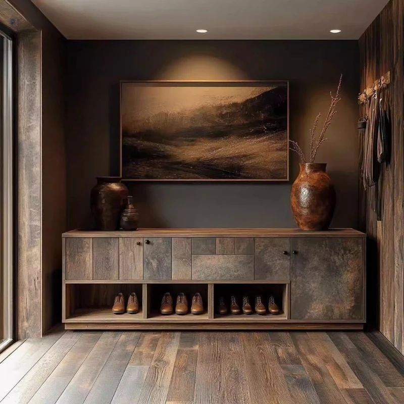 

Retro Narrow Shoe Cabinet Storage Design Black Solid Wood Shoe Organizer Storage Living Room Szafka Na Buty Furniture For Home