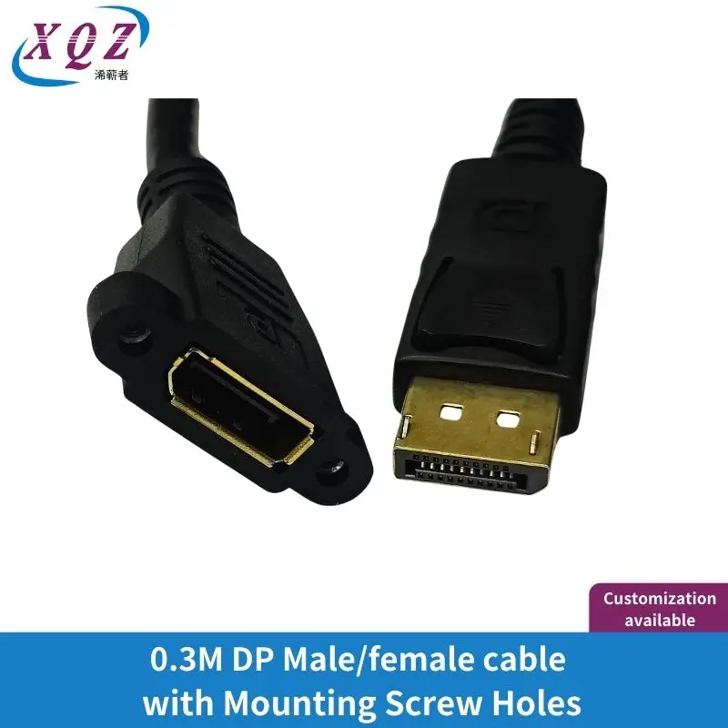 كابل تمديد ذكر إلى أنثى بطول 0.3 متر مع آذان تركيب، كابل بيانات DP إلى DP عالي الوضوح