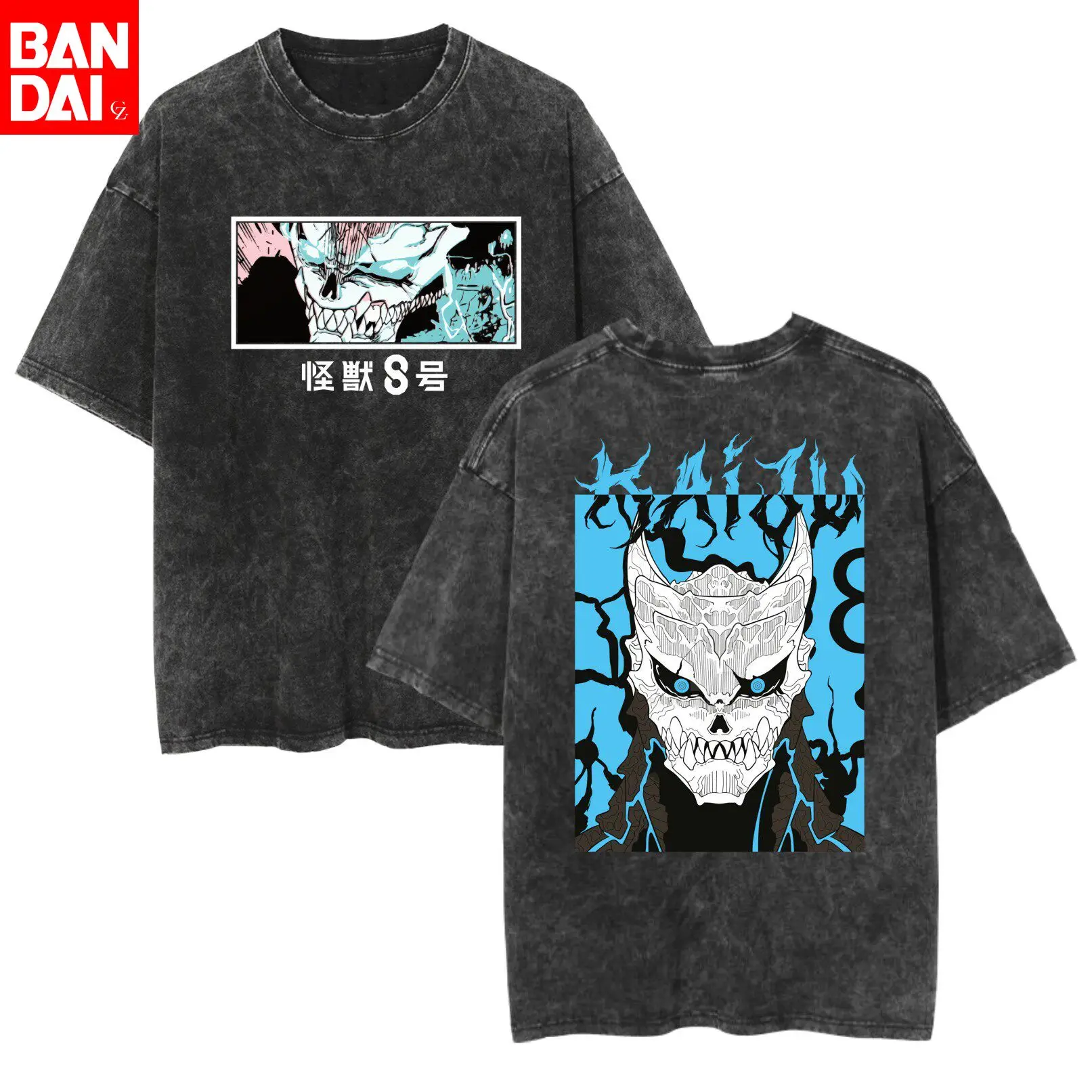 Kaiju Nr. 8 Kafka Hibino Monster Form Doppelseitiges Vintage Washed T-Shirt 2026 Sommer Streetwear Anime Grafik-T-Shirt für Männer und Frauen