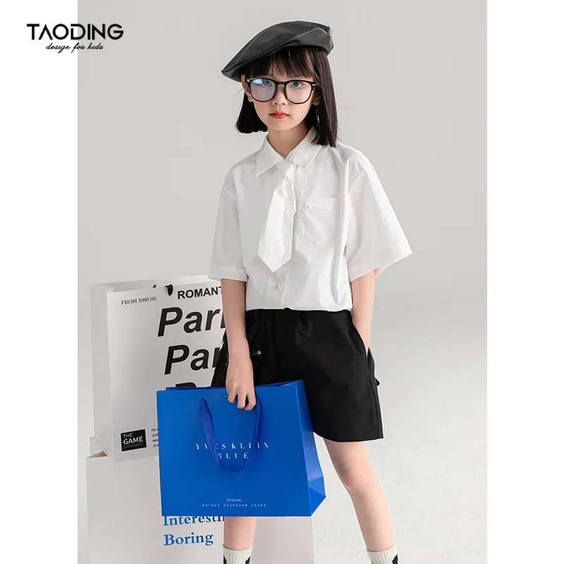 Baby Girl Pants Girls Shorts Summer 2024 New Medium and Large Children Casual Loose Solid Color Children Foreign Style Bloomers image 4