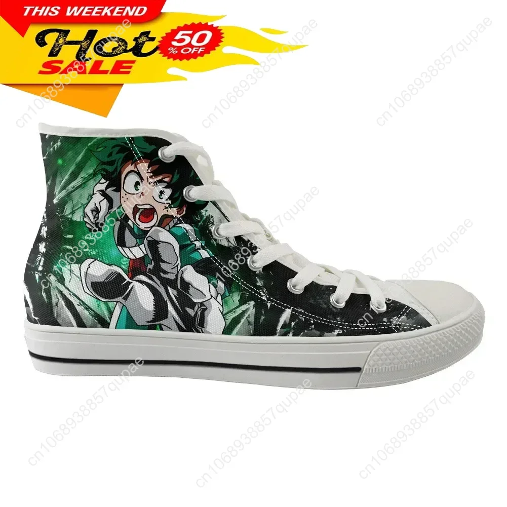 My Hero Academia Printing Vulcanized Shoes Men Canvas High Top Flats Shoes Anime みどりや いずく Students Boys Casual Shoes