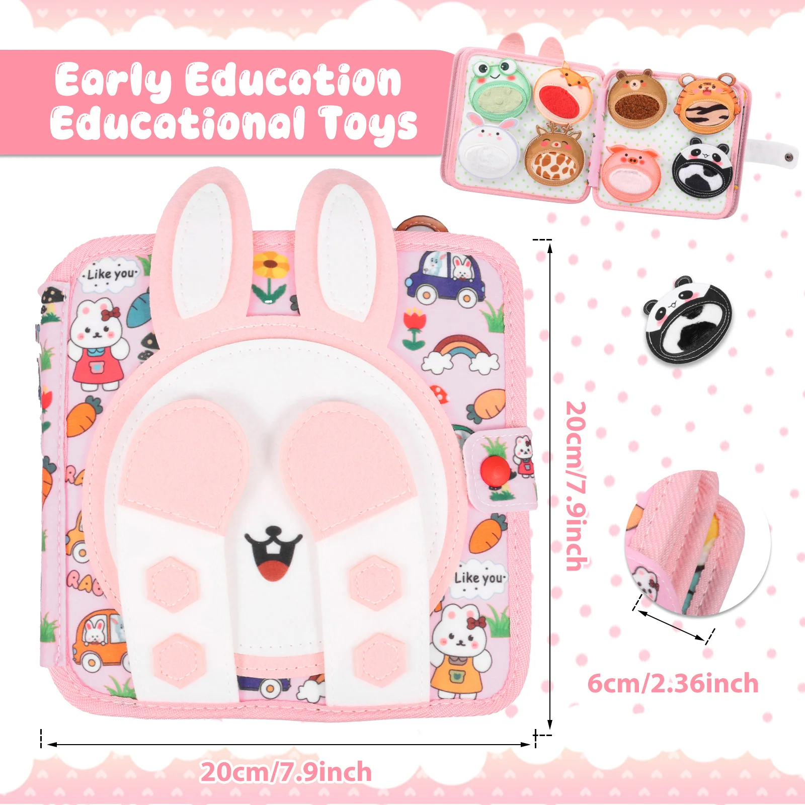 หนังสือของเล่นมอนเตสซอรี่สำหรับเด็ก ฝึกการเรียนรู้สี รูปทรง สัตว์ ของเล่นเสริมพัฒนาการเด็กเล็ก หนังสือเงียบ ยีราฟ ของเล่นฝึกกล้ามเนื้อมัดเล็ก