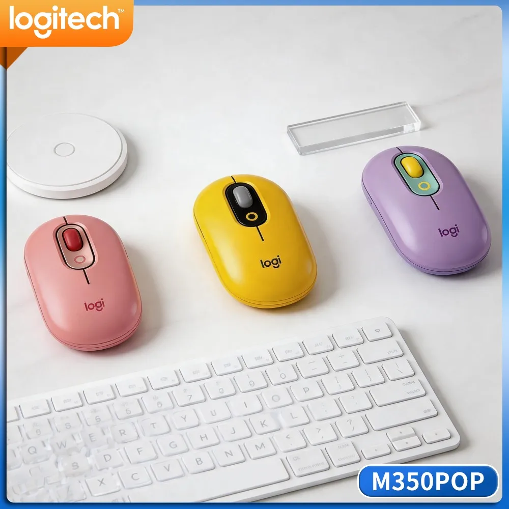 Logitech M350 POP Pebble Slim Mouse Magnetic Receiver Low‑Noise Operation For Language Translators Desktop Editing