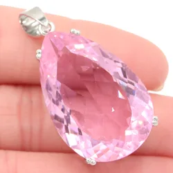 Buy 4 Get 1 Free 40x20mm Big Gemstone Rich Blue Violet Tanzanite Pink Kunzite Smoky Topaz Women Silver Pendant