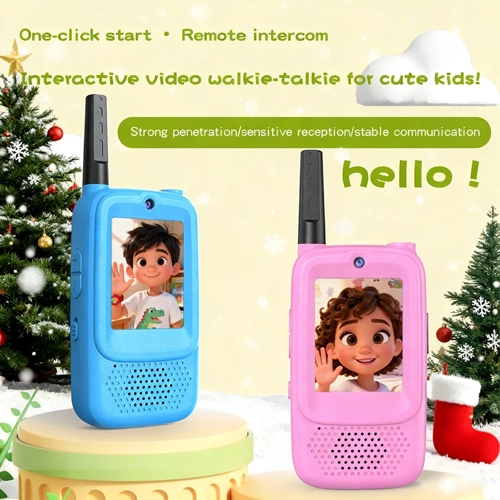 أجهزة اتصال لاسلكية فيديو للأطفال، جرس متغير قابل لإعادة الشحن، عبوة من قطعتين، ألعاب داخلية وخارجية للحفلات والتخييم هدية الكريسماس