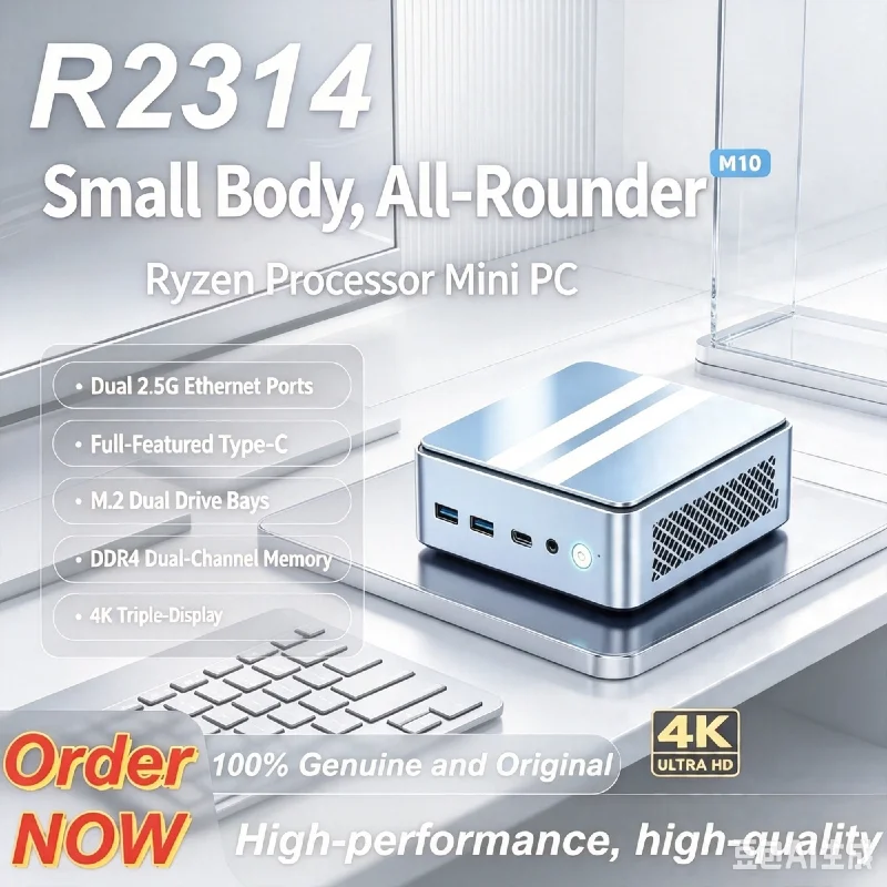Mini PC R2314 Barebone NUC Computer Dual GbE Port Build NAS Soft Router 4K Triple Display DDR4 Low Energy Office Home Mini Host