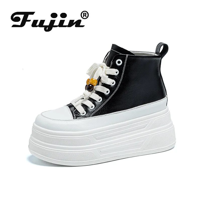 

Fujin 7cm Platform Sneakers for Women High Top Shoes Wedge Heel Ankle Boots Women Casual Shoes White Sneakers Walking Shoes