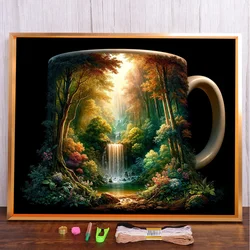 Sceneria Waterfall Cup Printed Canvas Cross-Stitch Patterns DIY Embroidery Craft Knitting Sewing Handicraft Mulina Sales Magic