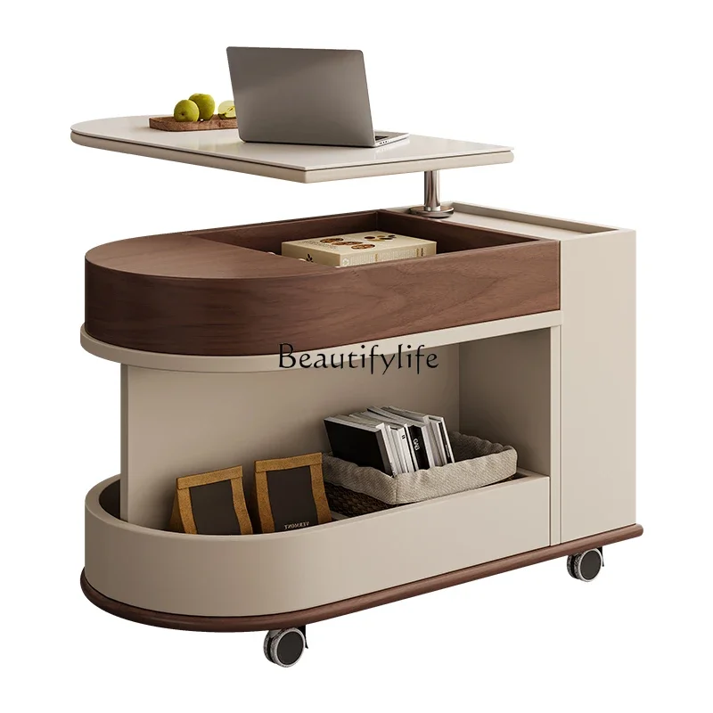 

Movable trolley household lift new multi-functional storage rock slab coffee table