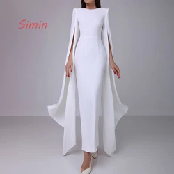 Simin O-Neck Straight Crepe Simple Elegant Long-Sleeve Ankle-Length robes de soirée Saudi Arab Suknie wieczorowe dla kobiet 2024