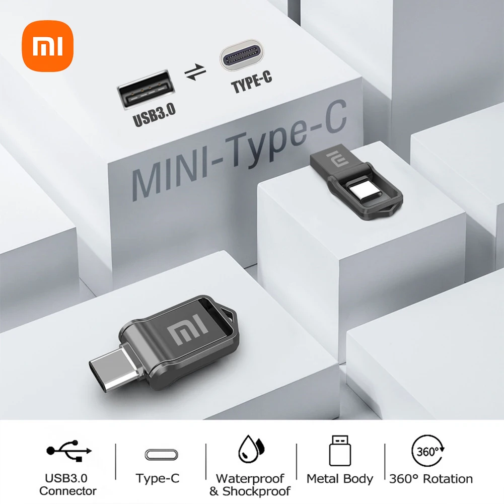 Xiaomi 2TB USB Flash Drive High Speed USB Transfer Type-c 2-In-1 Metal Flash OTG Pendrive Waterproof Pen Drive For Computer