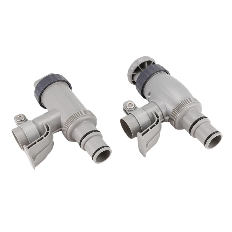 2PCS Pool Hose Adapter, Swimming Pool Replacement Pool Hose Bracket And Plunger Valve For Above Ground Swimming Pool