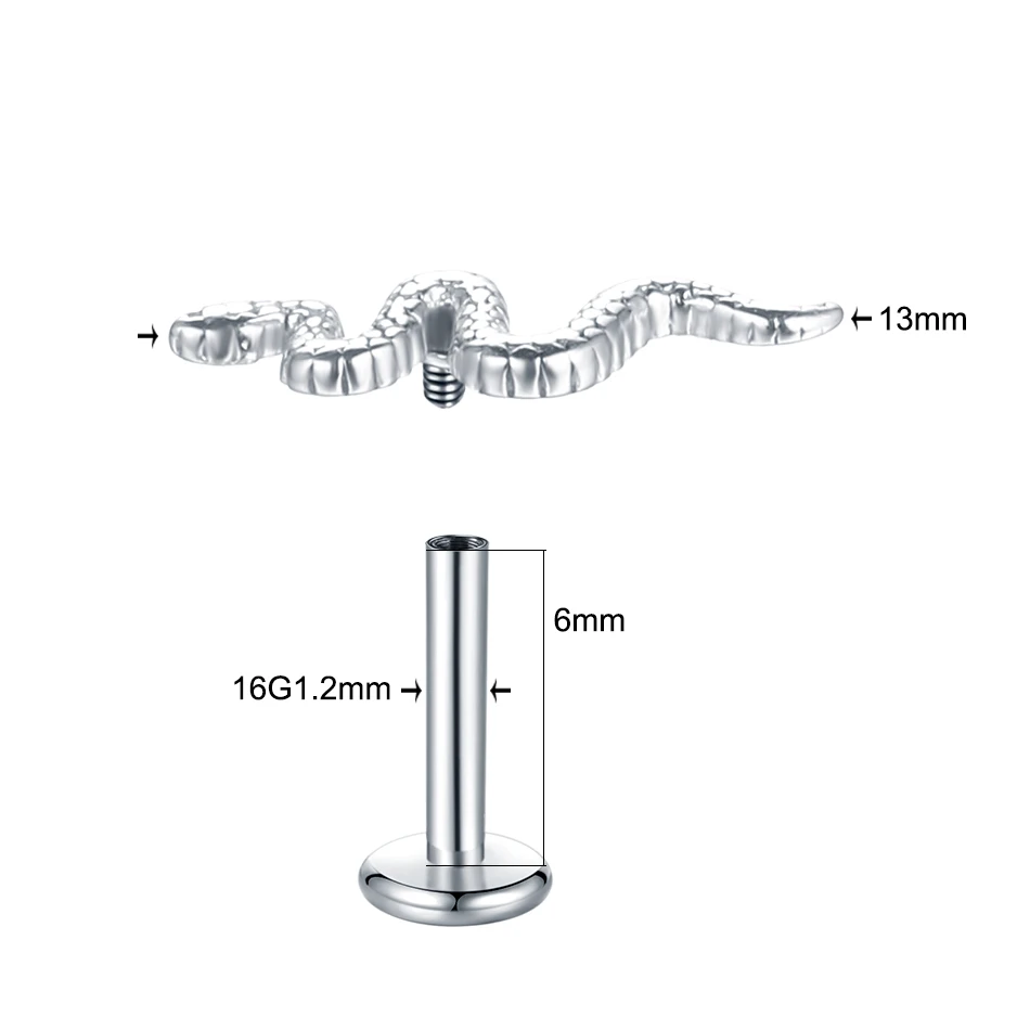 1PC Moon Lightning Snake Labret Piercing Tragus Stainless Steel Monroe Lip Bar Cartilage Conch Daith Lobe Earring Body Jewelry