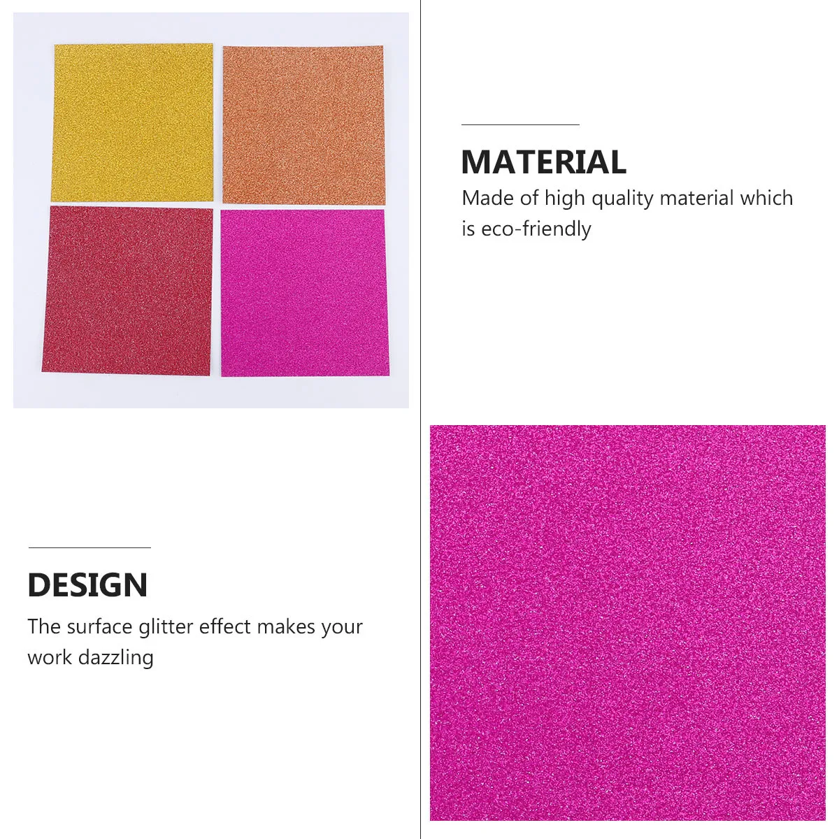 

100pcs Glitter Paper 10 Colors Eco-Friendly Diy Material For Handmade Craft Multipurpose Cards Making Props Office Paper