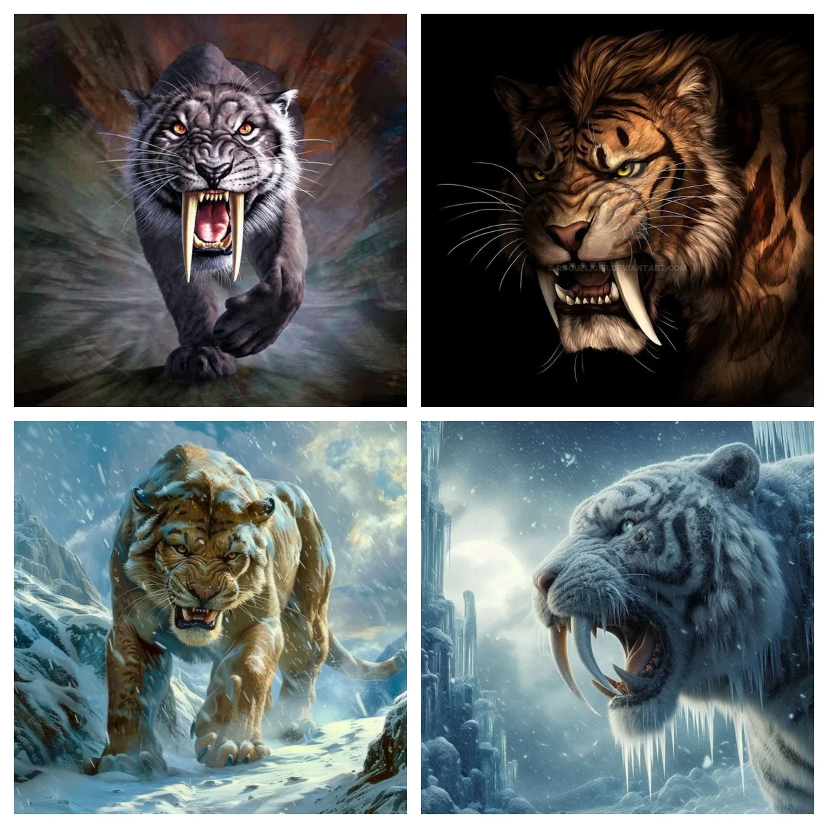 

saber-toothed tiger 5D Diamond Painting Customizable Funny animal murals DIY Diamond Embroidery Home Decor Room Decor