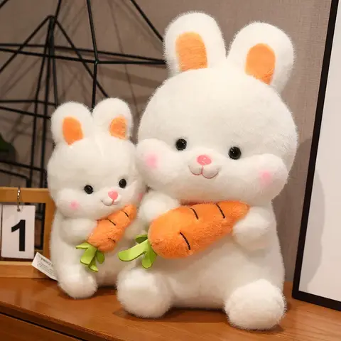 Kawaii 당근 토끼 플러시 장난감 사랑스러운 토끼 인형 박제 베개 부드러운 동물 쿠션 소녀 어린이 생일 크리스마스 선물