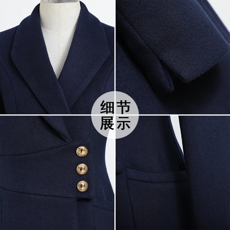 Men Professional Woolen Coat Women's Winter New Cotton Plus Thickened Jacket Female Office Formal OL Jewelry Clerk Work Clothes