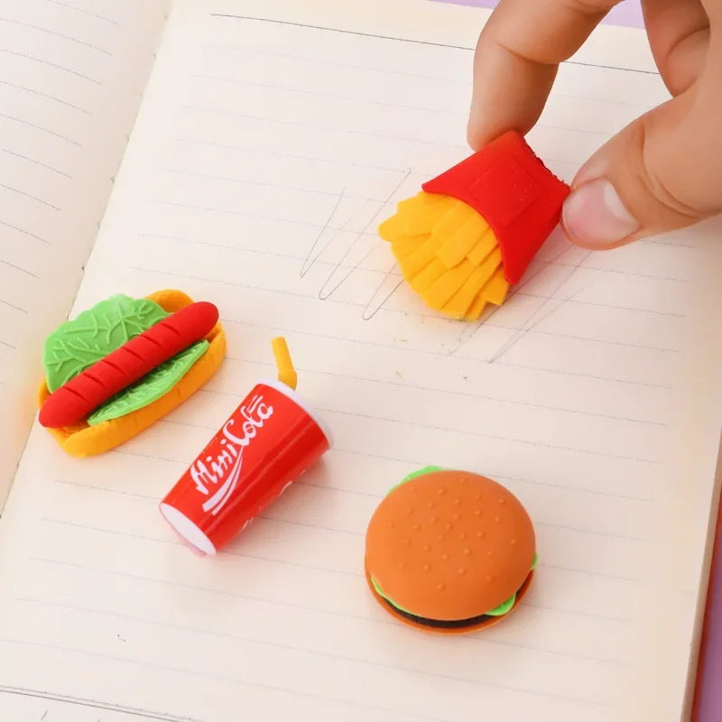 

4-24Pcs Mini Cute Burger Eraser Children Toy Birthday Party Favors Baby Shower Pinata Filler Reward school Stationery Gift Pack