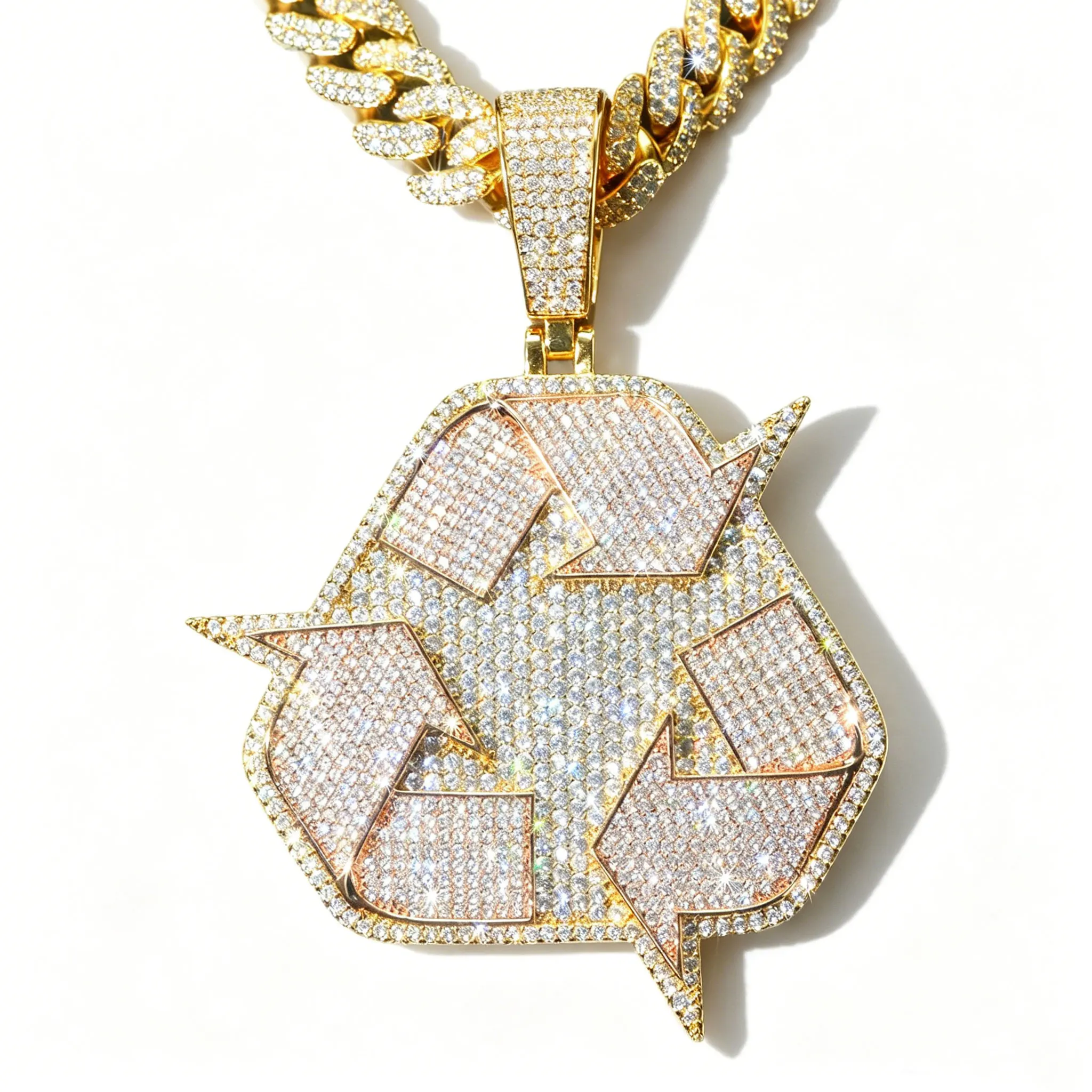 LYEE CYEE Exquisite Recycled Symbol Pendant, Suitable for Hip Hop Men's Rap Jewelry Gifts Can be Paired with Cuban Chain Men's and Women's Birthday Gifts Anniversary Meaningful Gifts Best Gift for Good Friends - view 5