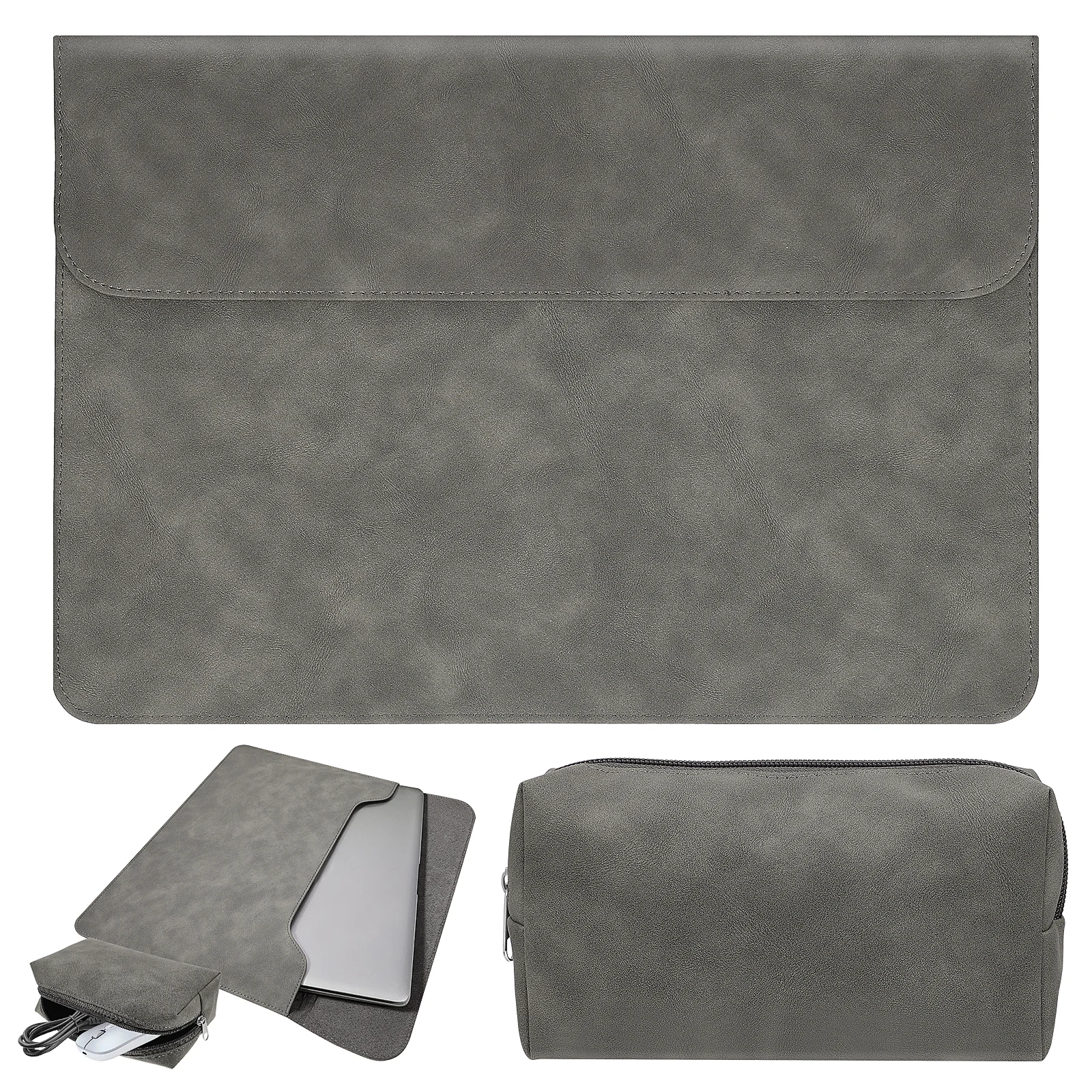 

Laptop Bag Slim Lightweight Travel Case for Laptops Power Adapter Mouse Storage PU Computer Bag Laptop Sleeve