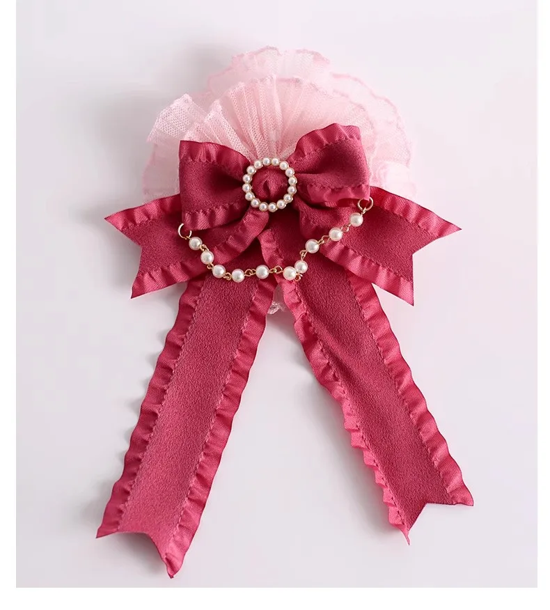 Pince à cheveux en velours Lolita rouge Rose fait à la main, bandeau en dentelle avec nœud sens de poupée, petit chapeau KC pour fille douce, accessoires de déguisement Cosplay
