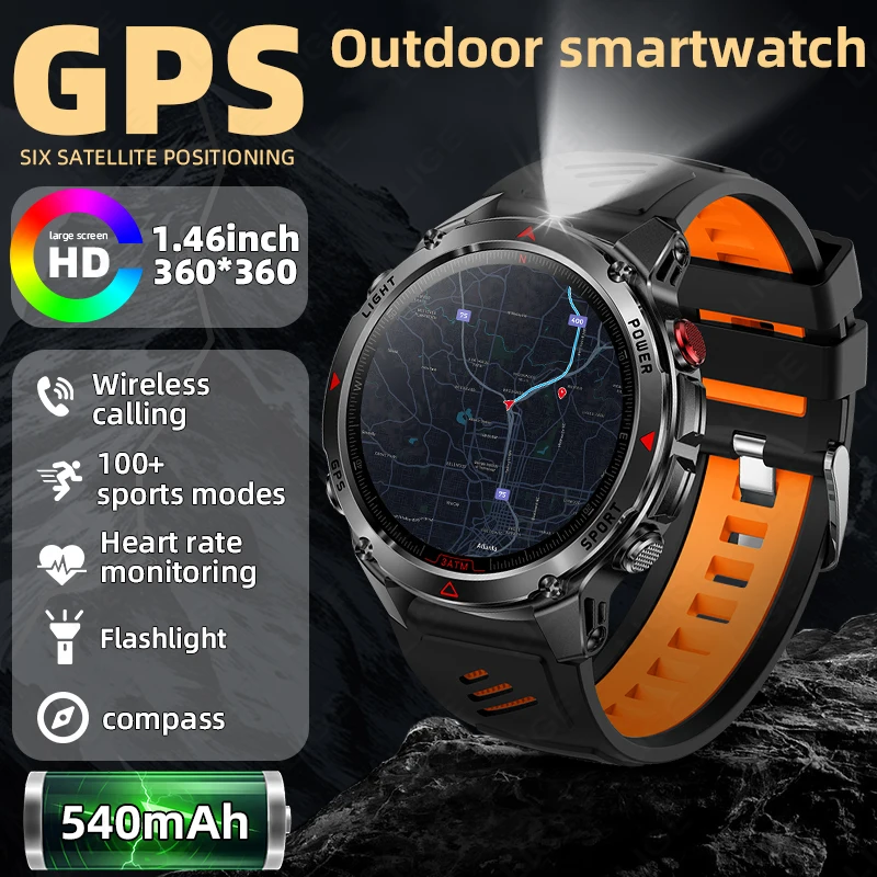 

LIGE 2025 Новые профессиональные GPS спортивные умные часы для мужчин 1,46 "AMOLED экран IP68 водонепроницаемый компас фитнес-трекер мужские умные часы