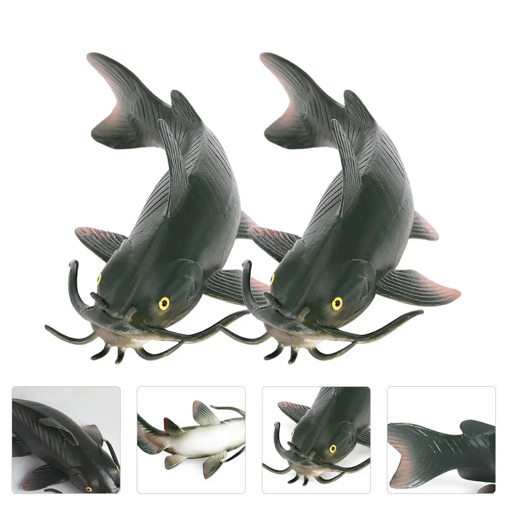 

2Pcs Plastic Catfish Decor Imitation Fish Plaything for Children Education Home Styling Artistic Atmosphere Building Curiosity