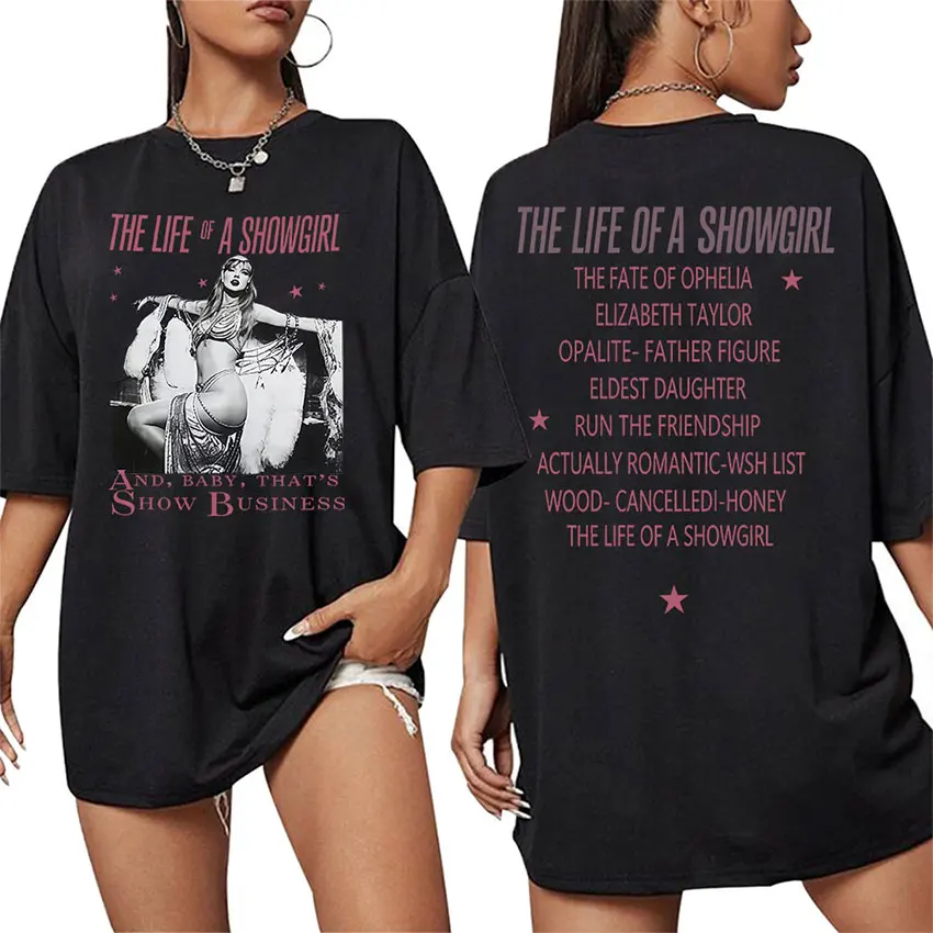

The Life of A Showgirl Tour 2025 Graphic T Shirt Men Women Hip Hop Retro Style Short Sleeve T-shirts Aesthetic Clothing T-shirt