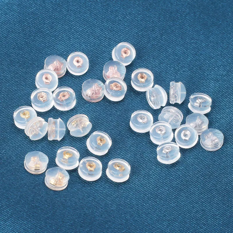 100 قطعة من حلقات الأقراط المصنوعة من السيليكون على شكل همبرغر، ملحقات لظهر القرط على شكل فراشة مع فضي عيار 925 من الداخل