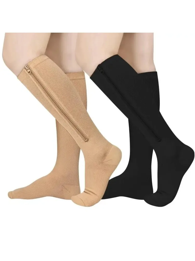 AliExpress NONE Compression Stockings Sports Pressure Long Cycling Socks Zipper Professional Leg Support Thick Women Varicose Vein Socks