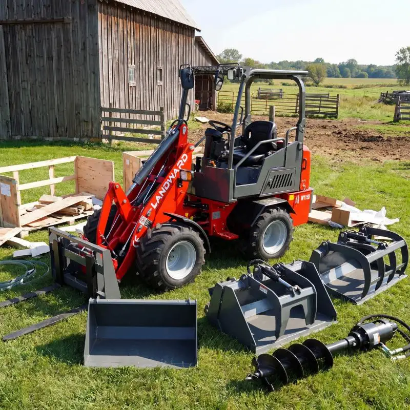 Mini Cargadora de Ruedas LANDWARD China, Excavadora Compacta Agrícola, Cargadora Diésel 4x4 para Jardín, Mini Cargadora Frontal 1160 Personalizada