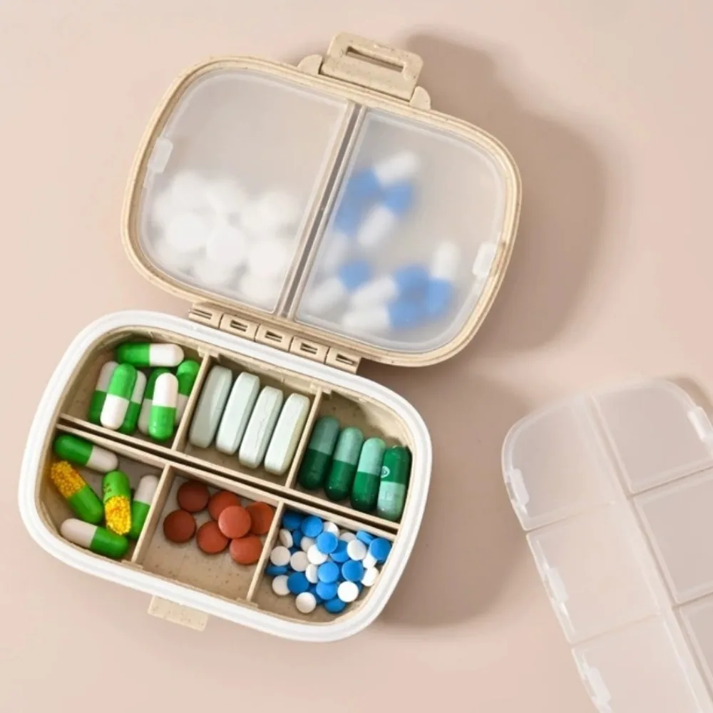 Mini 8-Compartment Sealed Medicine Box Plastic Waterproof and Moisture-Proof Portable Trip Medication Carrying Sub-packaging Box