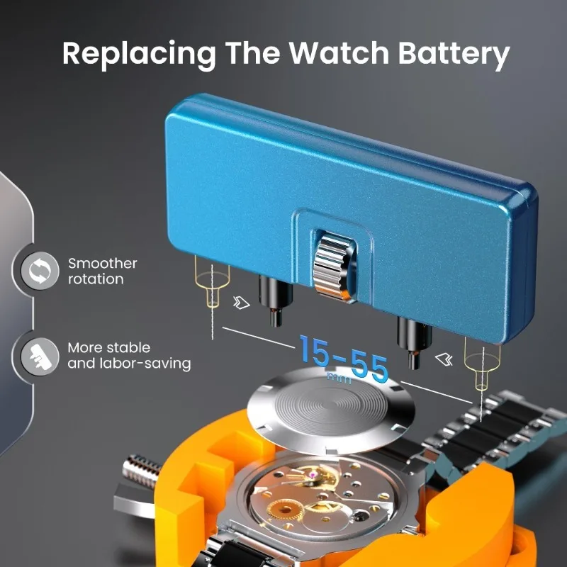 Watch Repair Tool Kit with Watch Band Link Remover, Back Case Opener, Screwdrivers, Tweezers, Spring Bar, Pry Knife & Spare Pins