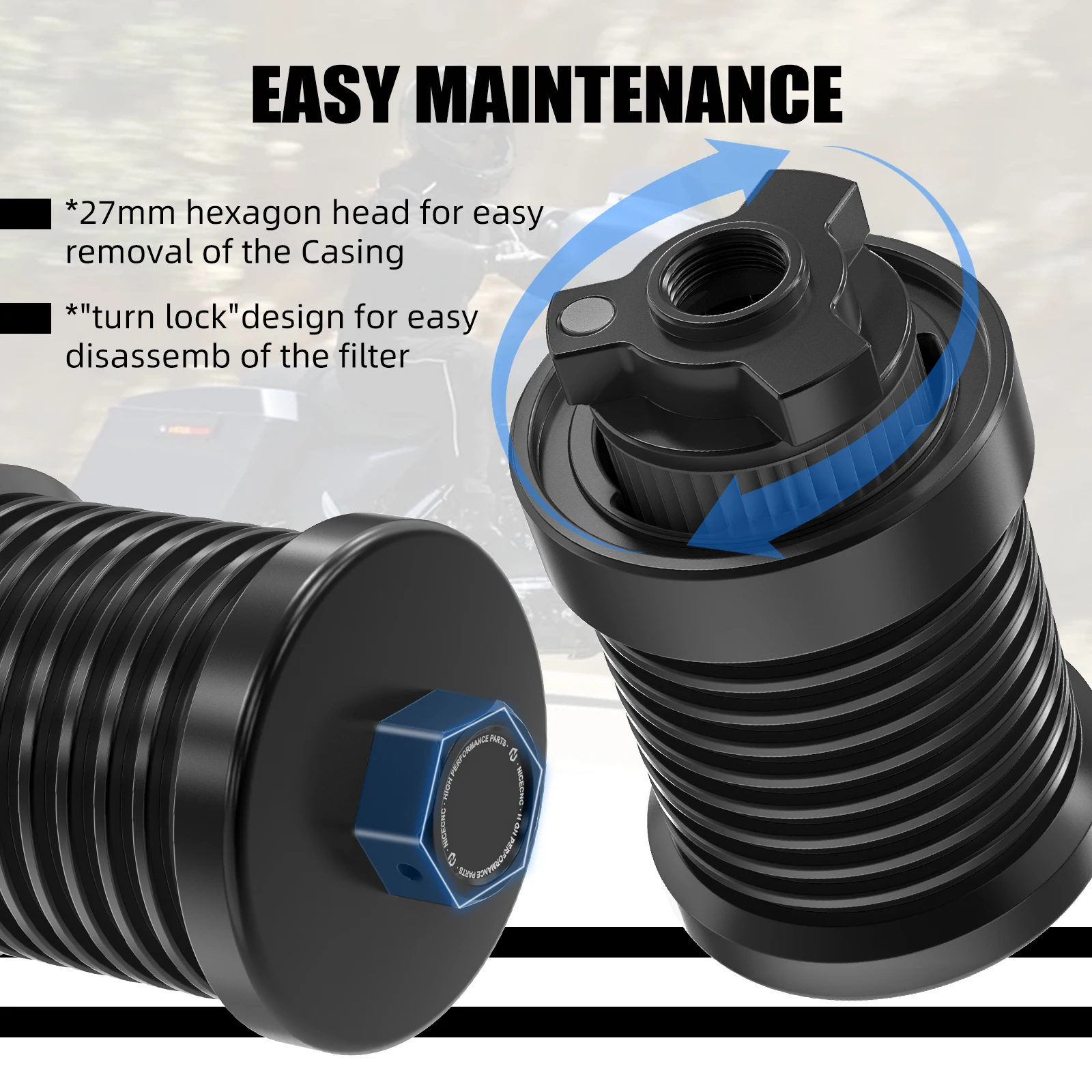 For Harley Street Glide FLHX 2017-2023 Reusable Oil Filter Kit Road King FLHR Road Glide FLTRX Street Bob FXBB Low Rider ST