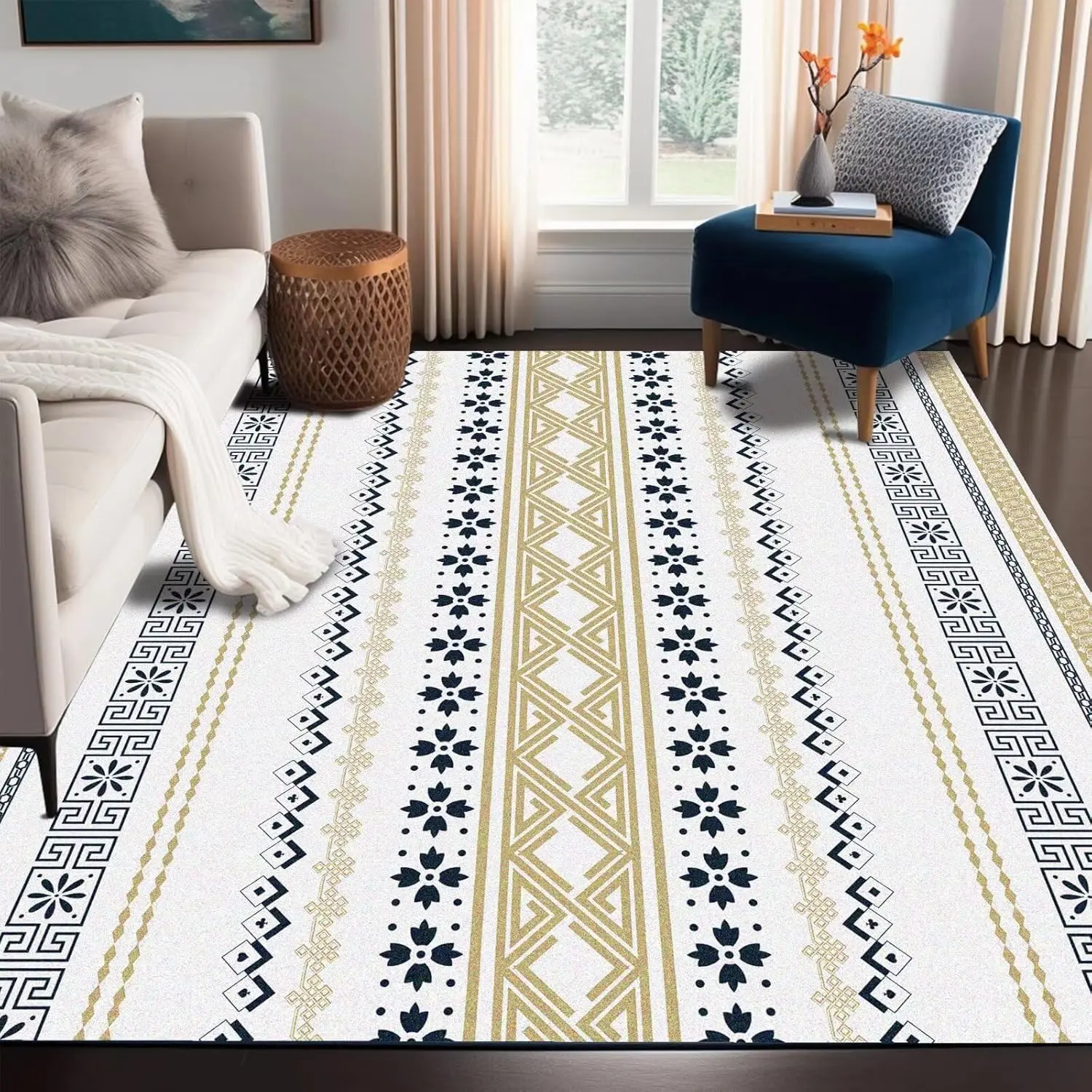 Neutral Moroccan Rug Area Rugs for Bedroom Dorm Living Room Modern Farmhouse Geometric Western Floor Mat Pad Doormat Carpet