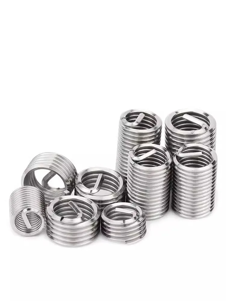 20-50Pcs M2 M3 M4 M5 M6 M8 M10 M12 Self Tapping Wire Thread Insert Stainless Steels Screw Bushing Slotted Type Thread Repair