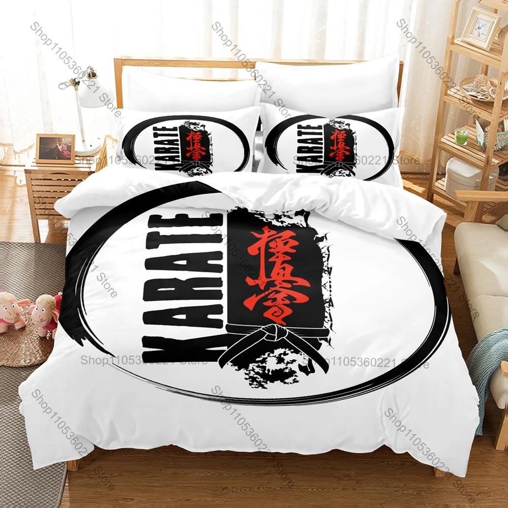 Kyokushin Karate 3D Print Bedding Set 3 Piece Duvet Cover Set Fighting Sports Bedroom Decor For Martial Arts Lovers