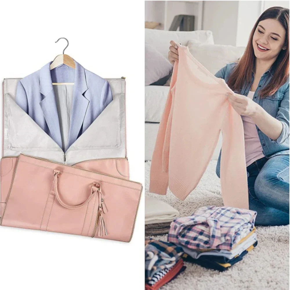 Buylor Lot de 2 sacs pliables pour costumes, grande capacité, sac de voyage avec pochette à chaussures, sac à main imperméable pour femme, sac de sport extérieur