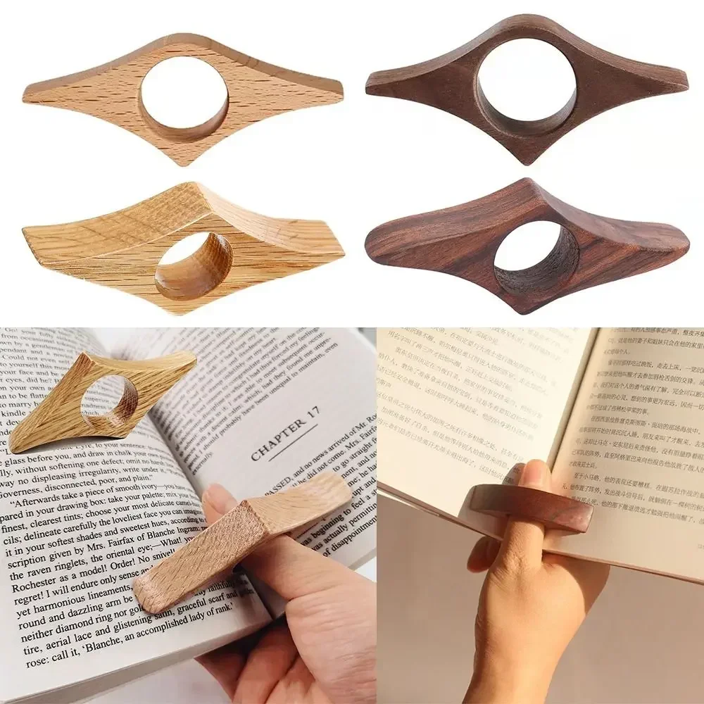 Marcador de pulgar de madera para lectura con una sola mano, soporte de página de libro, para amantes de los libros de oficina, herramientas rápidas de lectura DIY