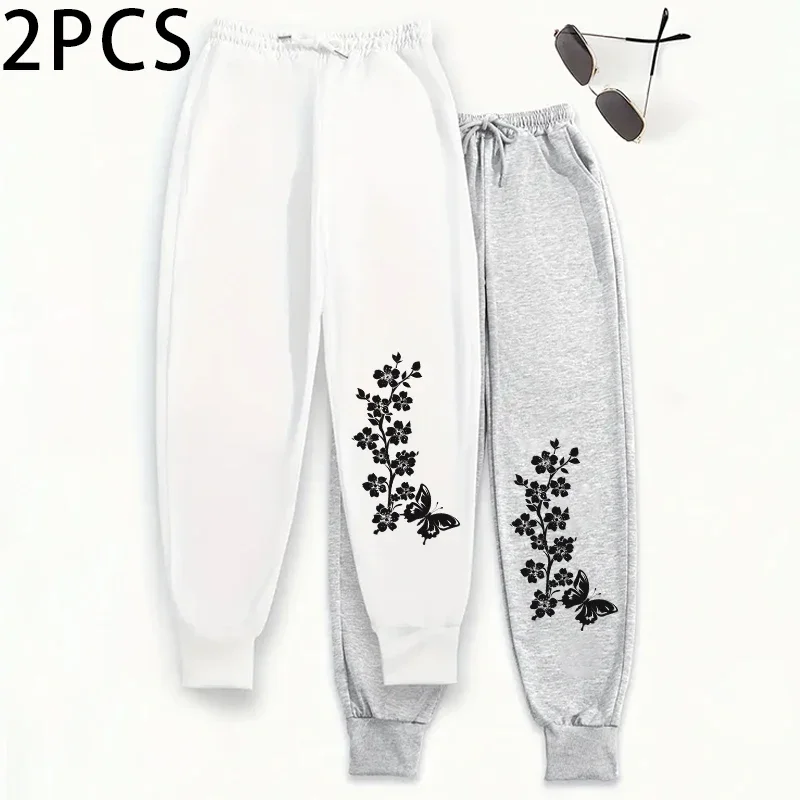 2 حزمة المرأة ركض استرخاء صالح Sweatpants والشتاء صالة فستان أطفال مع سروال داخلي 2025 الخريف الحرارية الراحة صالح بناطيل كاجوال 2 قطعة