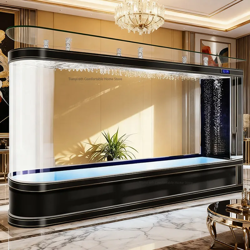 

Italian Minimalist Aquariums Nordic High-End Living Room Floor Standing No Water Change Glass Fish Tank Pet Supplies FYAQ