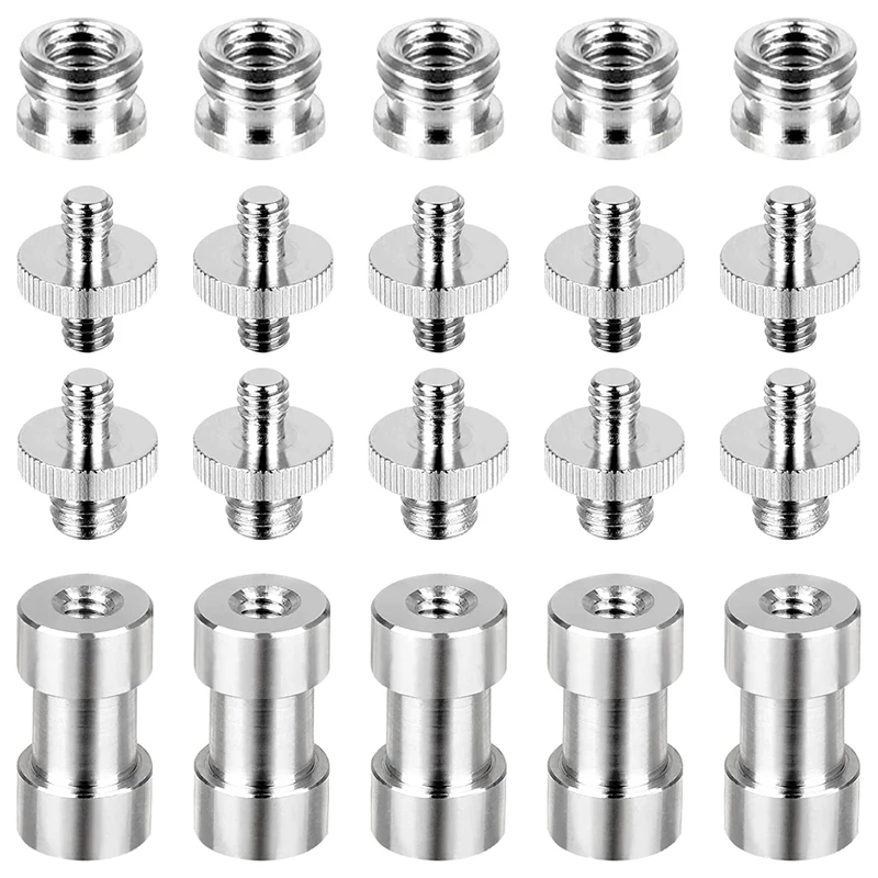 Hot TTKK 20PCS Camera Screw Set 1/4 To 1/4, 1/4 To 3/8 Screw Adapter Converter Threaded Screws Adapter Spigot Screw Mount Set