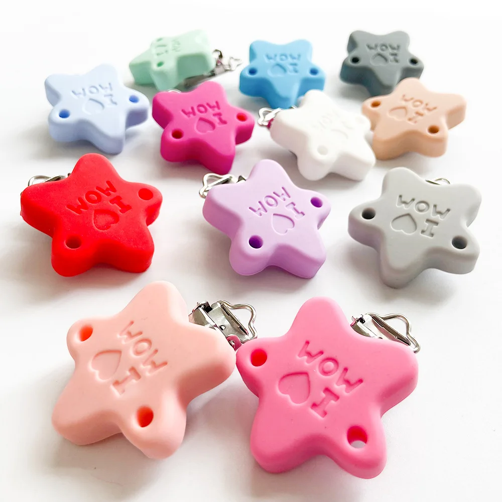 10pcs Silicone Pacifier Chain Clips DIY Baby Teething Toys Teether Clips Necklace Bead Tool Nurs Gift Nipple Chain Accessories