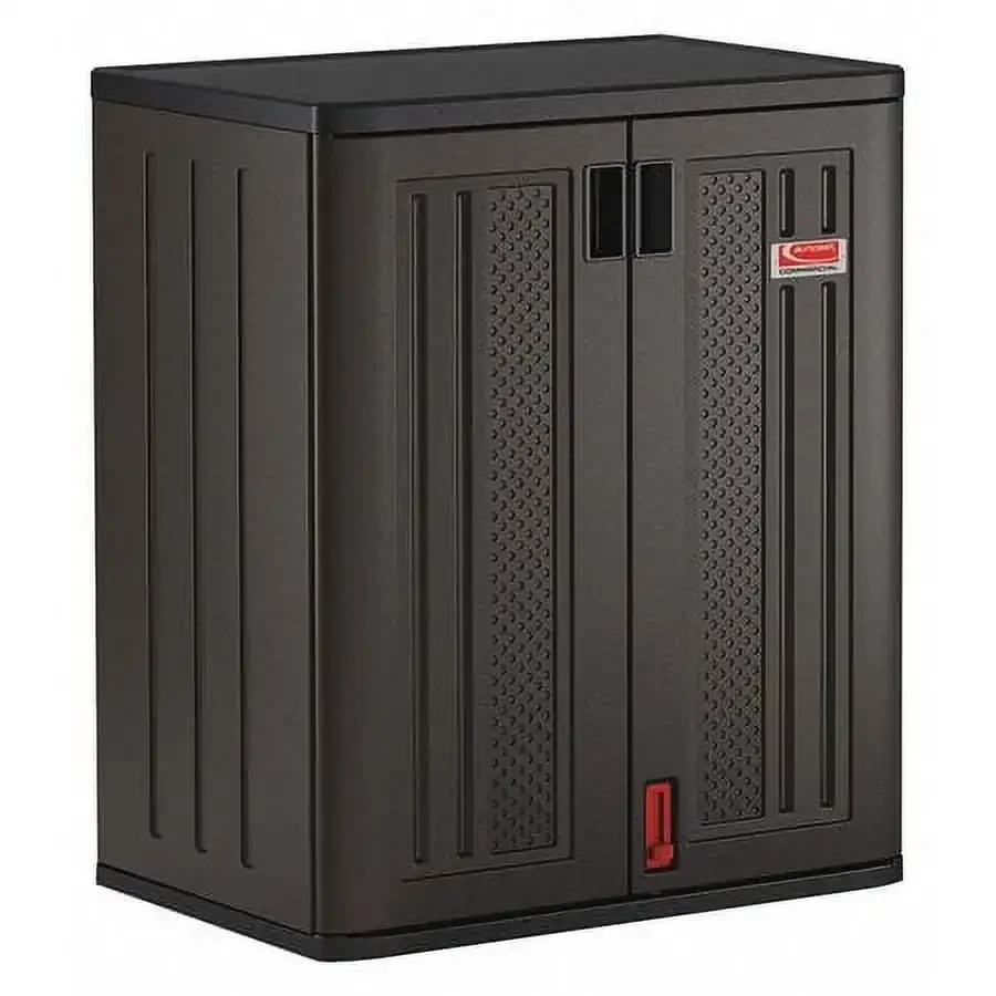 36 in Storage Cabinet Locker with 2 Adjustable Metal-reinforced Shelves,for Garage and Shed, Lock not Included,Black