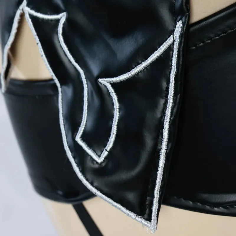 NieR:Automata YoRHa tipo A No.2 disfraz de Cosplay A2 negro PU Tops pantalones cortos mujer Sexy carnaval fiesta de Halloween Suitx;8's,6;