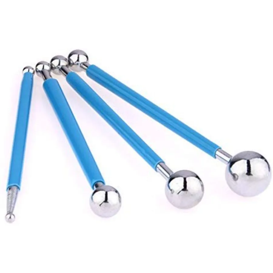 4 x Fondant Cake Decorating Clay Flower Sugarcraft Ball Model DIY Tool 8 Sizes Blue