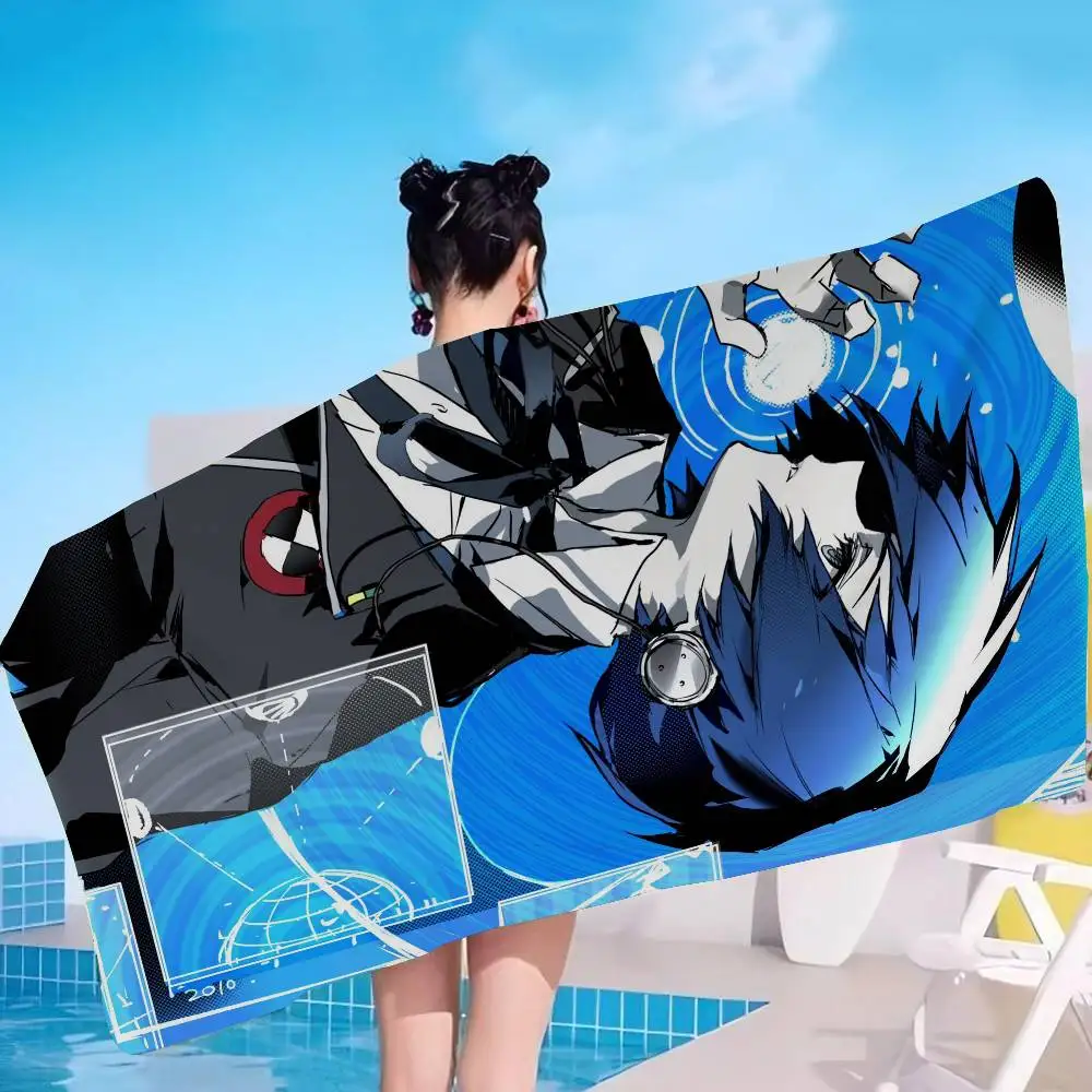 Anime Character Y-Yuuki M-Makoto P-PERSONA Microfiber Blanket Quick Drying Beach Towels Printing Super Absorbent Pool Towel Blan