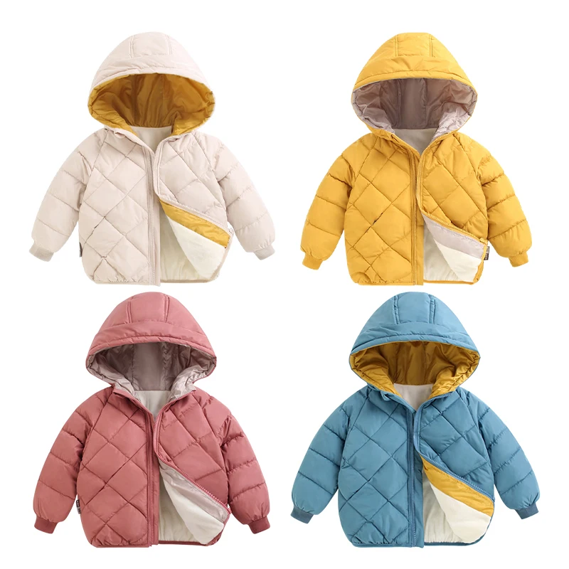 

Children's Jacket Coat Clothing Boy Girl Winter Spring Jackets Hooded Thicken Velvet Lining Keep Warm Down Jacket Kids Clothing